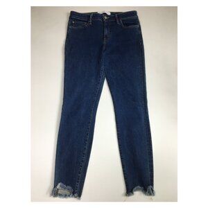 IRO Jarod Medium Wash Step Fray Hem 5 Pocket Logo Hardware Jeans